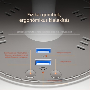 Hangvezérléses intelligens LED asztali lámpa aljzattal, USB töltés, 10A/250V, CCC tanúsítvány, otthoni/ kollégiumi/ kereskedelmi használatra