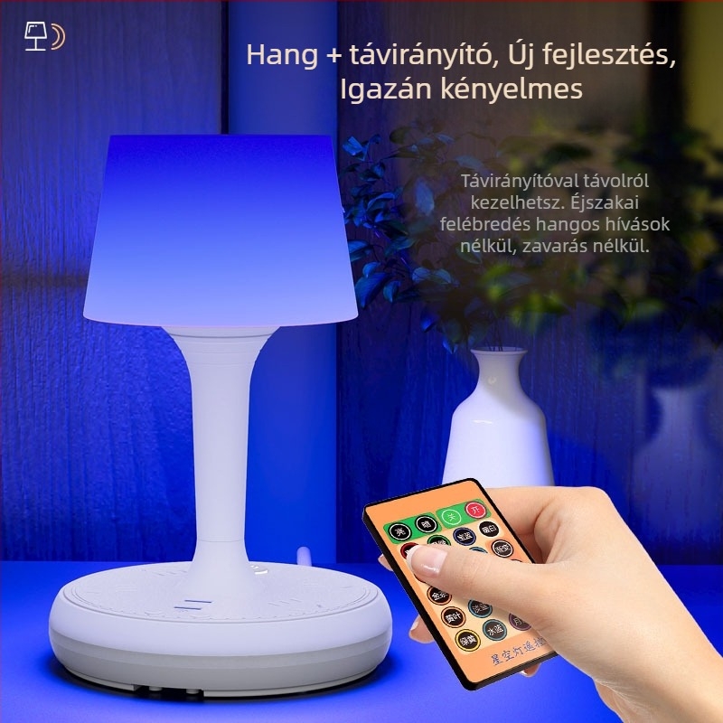 Hangvezérléses intelligens LED asztali lámpa aljzattal, USB töltés, 10A/250V, CCC tanúsítvány, otthoni/ kollégiumi/ kereskedelmi használatra