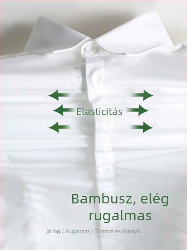 Női hosszú ujjú ing őszi irodai viselethez, vasalásmentes anyag, bambuszrost és poliészter keverék (30-50% mindkettő), hímzett logó, négyzetes gallér.