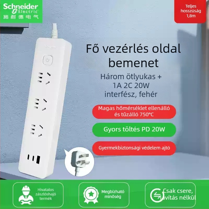 Schneider Electric USB-s elosztó, 10A, 220V, 2000W, típus 86, új nemzeti szabvány