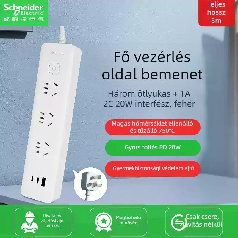 Schneider Electric USB-s elosztó, 10A, 220V, 2000W, típus 86, új nemzeti szabvány