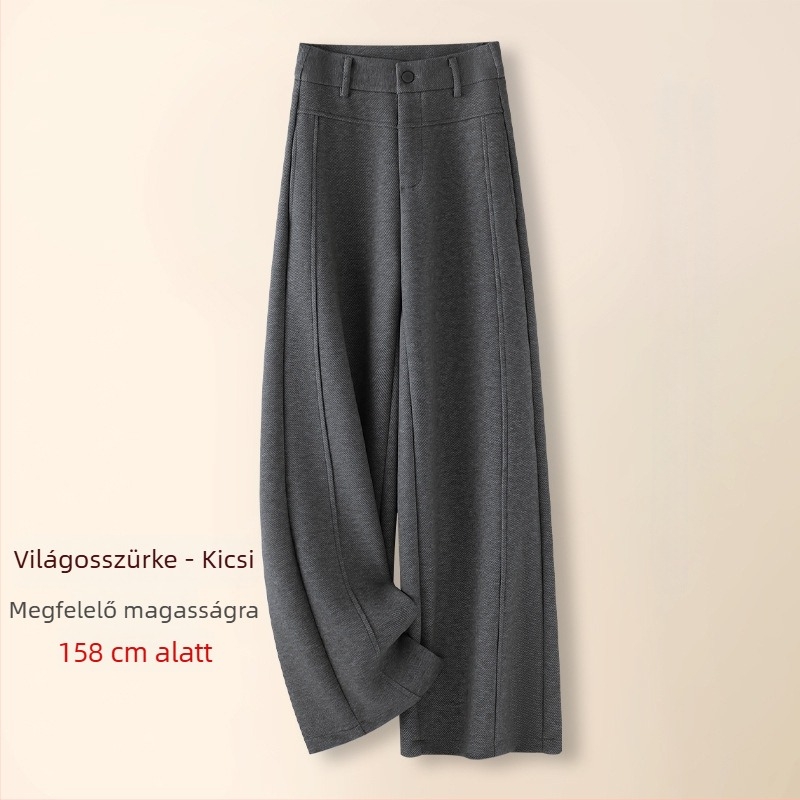 Női gyapjúkeverékből készült fleece-béléssel ellátott széles lábú nadrág, magas derék, téli 2025