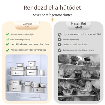 304-es rozsdamentes acél ebédes doboz fedővel, élelmiszer-minőségű, négyszögletes, mikrohullámú sütőben használható, kapacitás 800–1000 ml