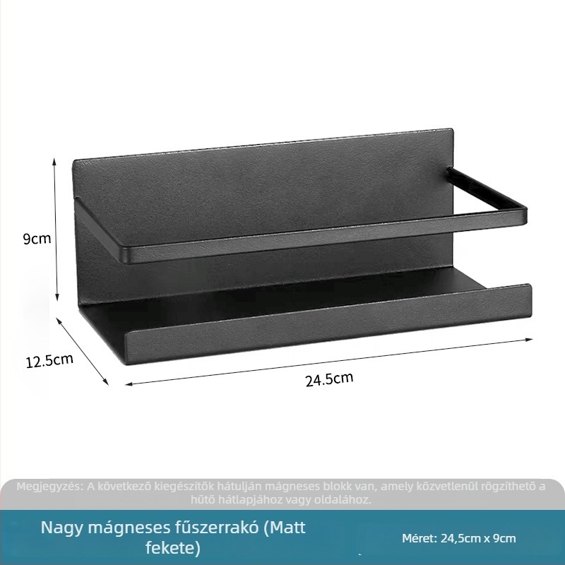 Fali mágneses oldalsó tároló a hűtő mellé — konyhai rendszerező, fúrás nélküli, vasból, 1 réteg, vágódeszka tartó