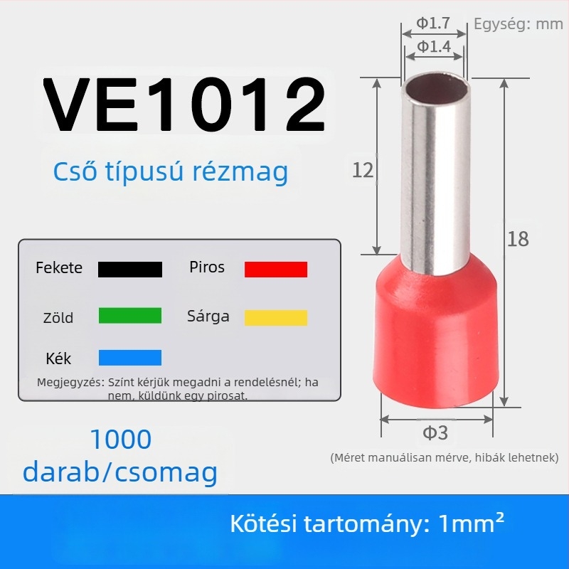 Shen Qibo cső típusú terminál E0508 VE1008 E1508, PVC izolált, villanyszerelőknek