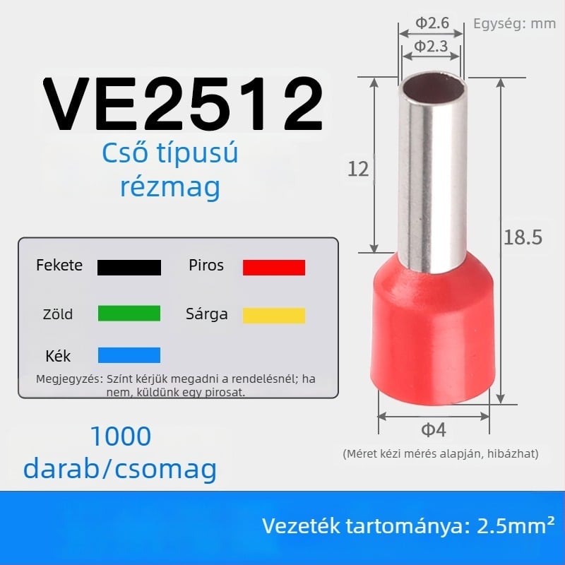 Shen Qibo cső típusú terminál E0508 VE1008 E1508, PVC izolált, villanyszerelőknek