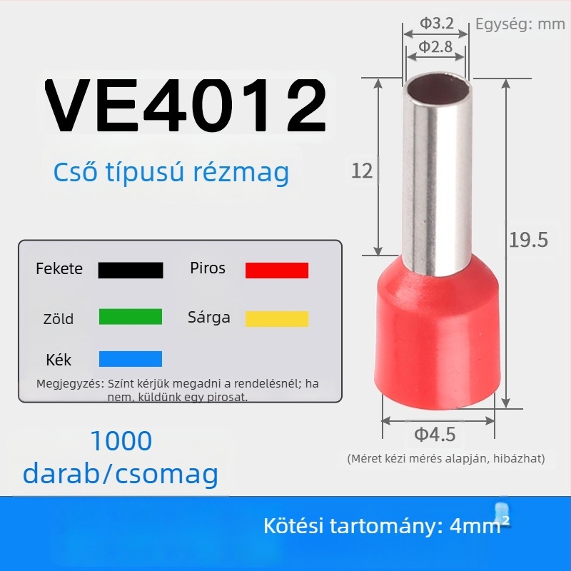 Shen Qibo cső típusú terminál E0508 VE1008 E1508, PVC izolált, villanyszerelőknek