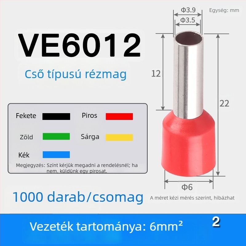 Shen Qibo cső típusú terminál E0508 VE1008 E1508, PVC izolált, villanyszerelőknek