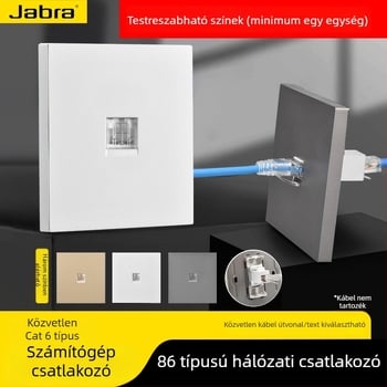 86-típusú Cat6 hálózati panel dupla csatlakozóval — falra szerelhető, szabvány: Új nemzeti szabvány; Márka: Jabra