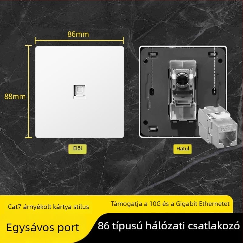 86-típusú Cat6 hálózati panel dupla csatlakozóval — falra szerelhető, szabvány: Új nemzeti szabvány; Márka: Jabra
