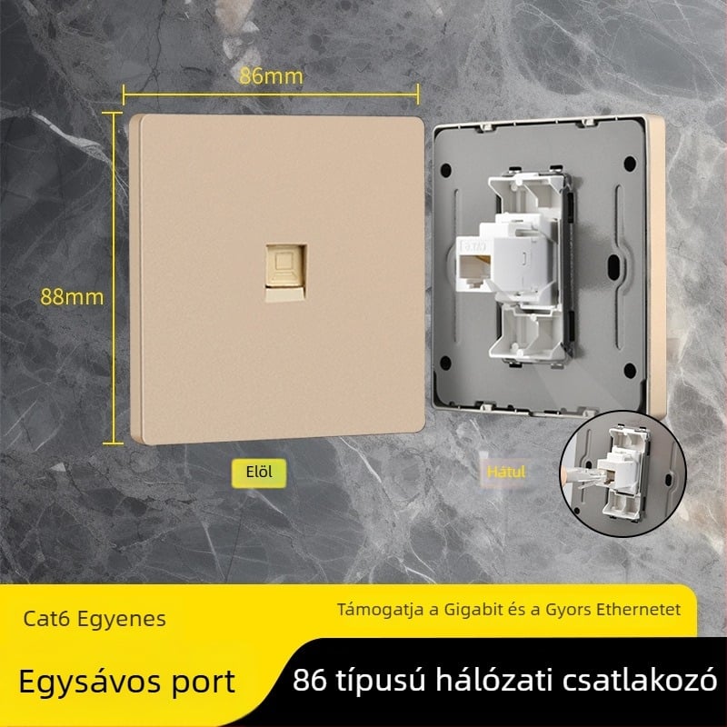 86-típusú Cat6 hálózati panel dupla csatlakozóval — falra szerelhető, szabvány: Új nemzeti szabvány; Márka: Jabra