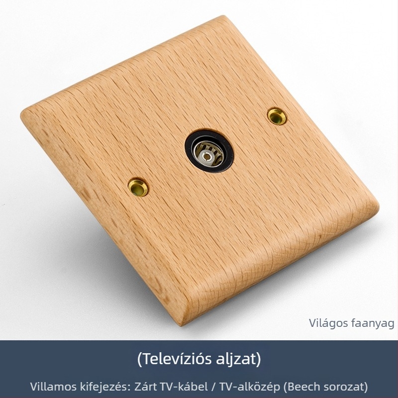 86-os típusú falikapcsoló- és dugaszpanel tömörfából, bronz kar, 10A/220V, 3C tanúsítva