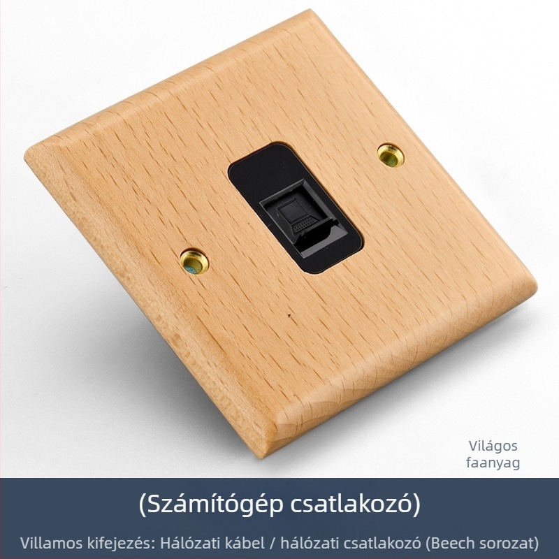 86-os típusú falikapcsoló- és dugaszpanel tömörfából, bronz kar, 10A/220V, 3C tanúsítva