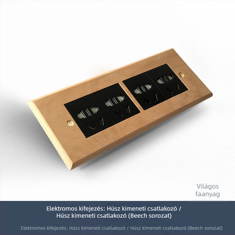 86-os típusú falikapcsoló- és dugaszpanel tömörfából, bronz kar, 10A/220V, 3C tanúsítva