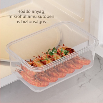 Élelmiszer-minőségű műanyag tárolóedény fedővel, lezárható, gyümölcsöket lecsöpögtető, mikrohullámú sütőbe tehető (Műanyag • Zárható • Csöpögtető • Mikrohullámú sütő)