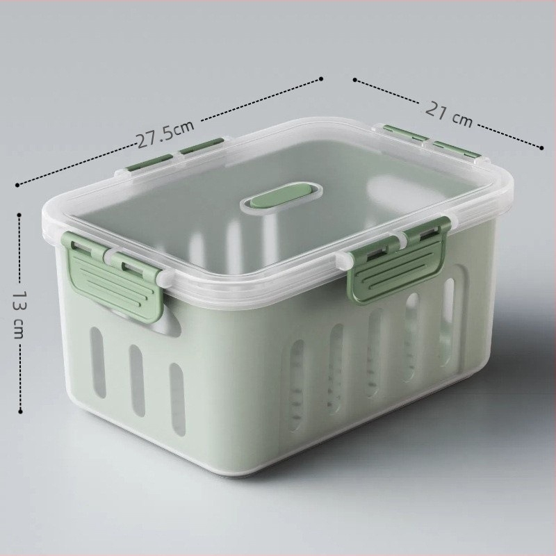 Élelmiszer-minőségű műanyag tárolóedény fedővel, lezárható, gyümölcsöket lecsöpögtető, mikrohullámú sütőbe tehető (Műanyag • Zárható • Csöpögtető • Mikrohullámú sütő)