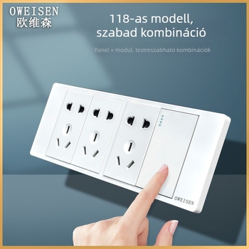 OWEISEN 118-típusú falra szerelt aljzatpanel, 10/15/20 lyuk konfigurációk, 3C tanúsítvány, feszültség 50–440 V