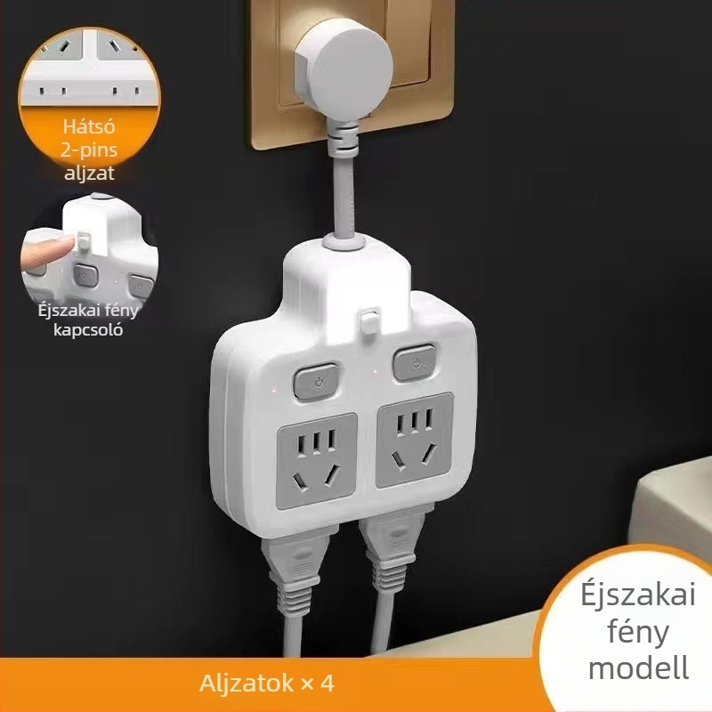 Hongting hosszabbító kábellel, 10A, 220-250V, 2500W, PVC tok, vezetékes aljzat