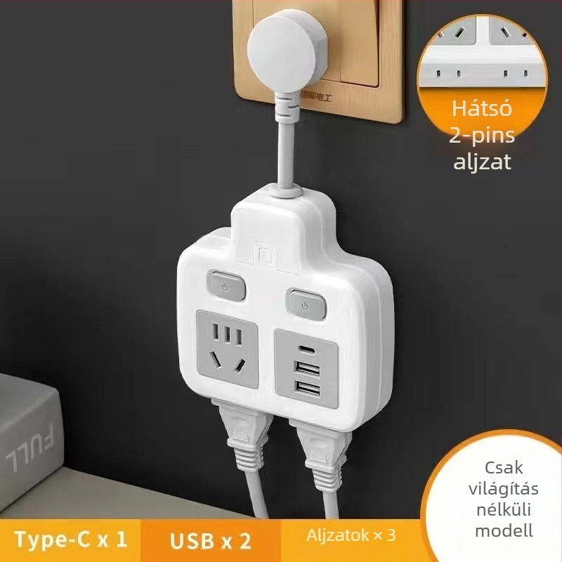 Hongting hosszabbító kábellel, 10A, 220-250V, 2500W, PVC tok, vezetékes aljzat