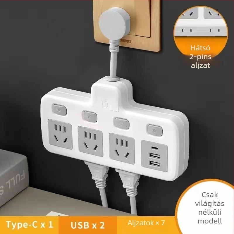 Hongting hosszabbító kábellel, 10A, 220-250V, 2500W, PVC tok, vezetékes aljzat