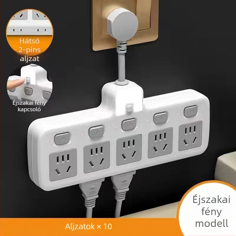 Hongting hosszabbító kábellel, 10A, 220-250V, 2500W, PVC tok, vezetékes aljzat