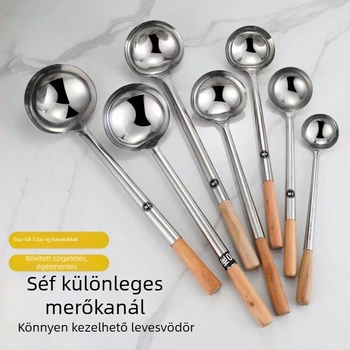 Rozsdamentes acél főzőkanál, nyél: fa vagy rozsdamentes acél – csúszásmentes, modern minimalist stílus