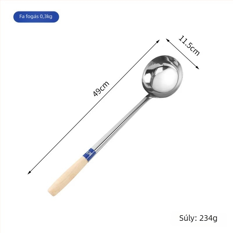 Rozsdamentes acél főzőkanál, nyél: fa vagy rozsdamentes acél – csúszásmentes, modern minimalist stílus