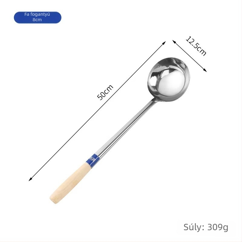 Rozsdamentes acél főzőkanál, nyél: fa vagy rozsdamentes acél – csúszásmentes, modern minimalist stílus