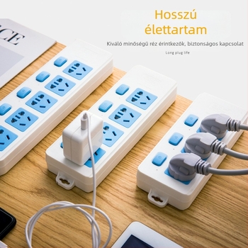 Független kapcsolós elosztó, 3 aljzat, 10A, 100–250V, 2500W