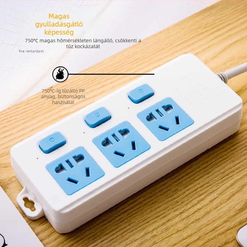 Független kapcsolós elosztó, 3 aljzat, 10A, 100–250V, 2500W