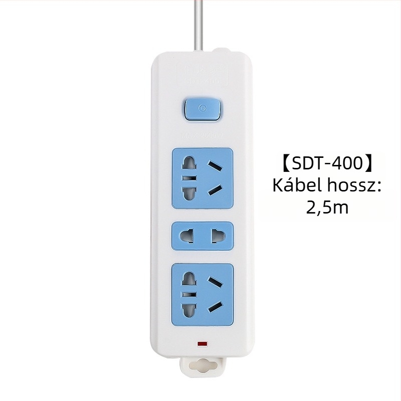 Független kapcsolós elosztó, 3 aljzat, 10A, 100–250V, 2500W