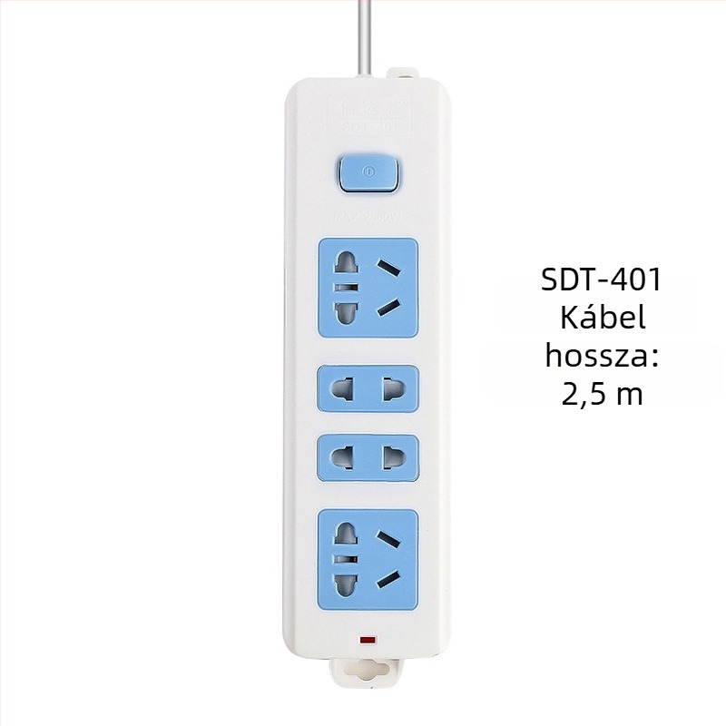 Független kapcsolós elosztó, 3 aljzat, 10A, 100–250V, 2500W