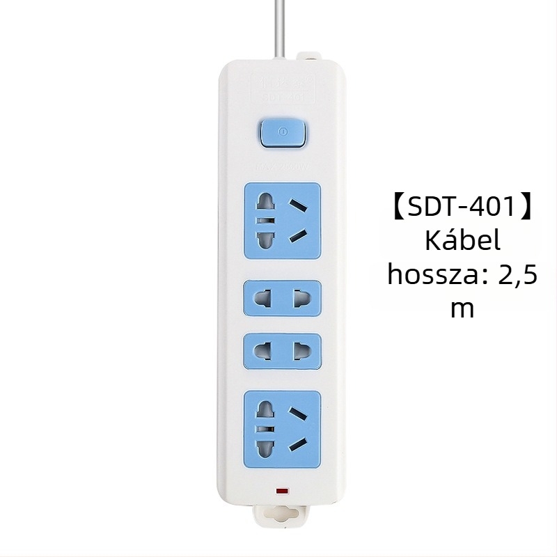Független kapcsolós elosztó, 3 aljzat, 10A, 100–250V, 2500W