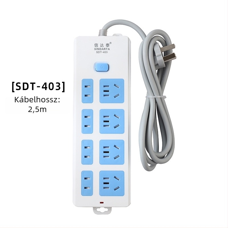 Független kapcsolós elosztó, 3 aljzat, 10A, 100–250V, 2500W