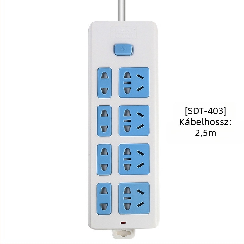 Független kapcsolós elosztó, 3 aljzat, 10A, 100–250V, 2500W