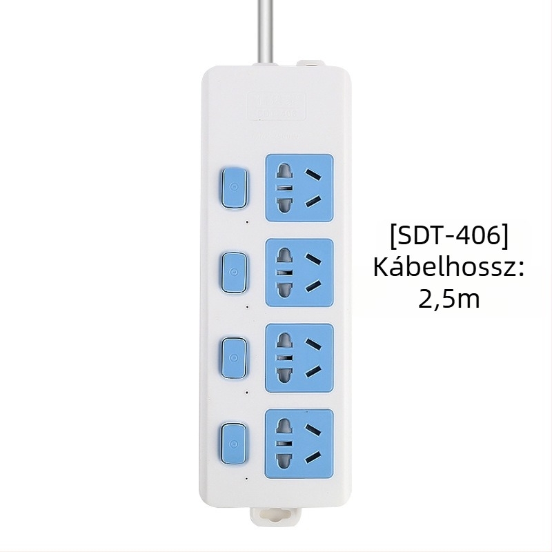 Független kapcsolós elosztó, 3 aljzat, 10A, 100–250V, 2500W