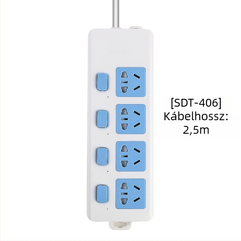 Független kapcsolós elosztó, 3 aljzat, 10A, 100–250V, 2500W
