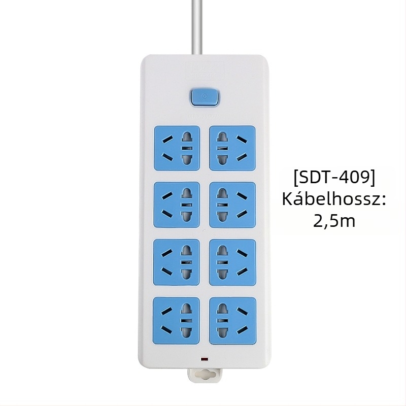 Független kapcsolós elosztó, 3 aljzat, 10A, 100–250V, 2500W