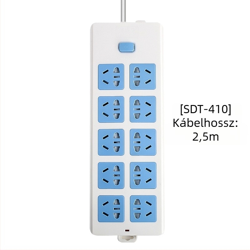 Független kapcsolós elosztó, 3 aljzat, 10A, 100–250V, 2500W