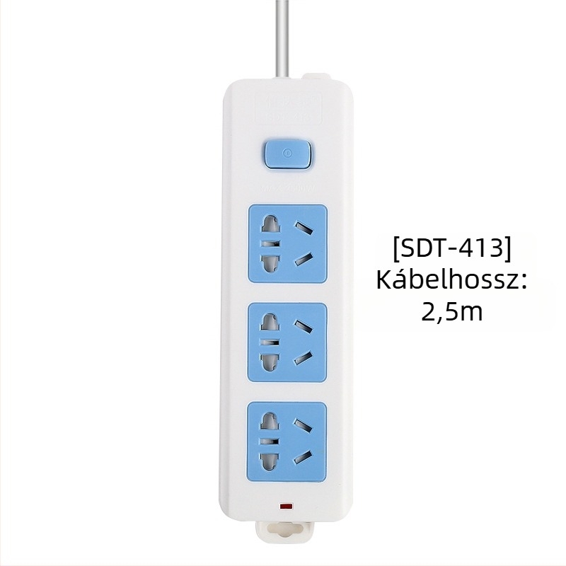 Független kapcsolós elosztó, 3 aljzat, 10A, 100–250V, 2500W