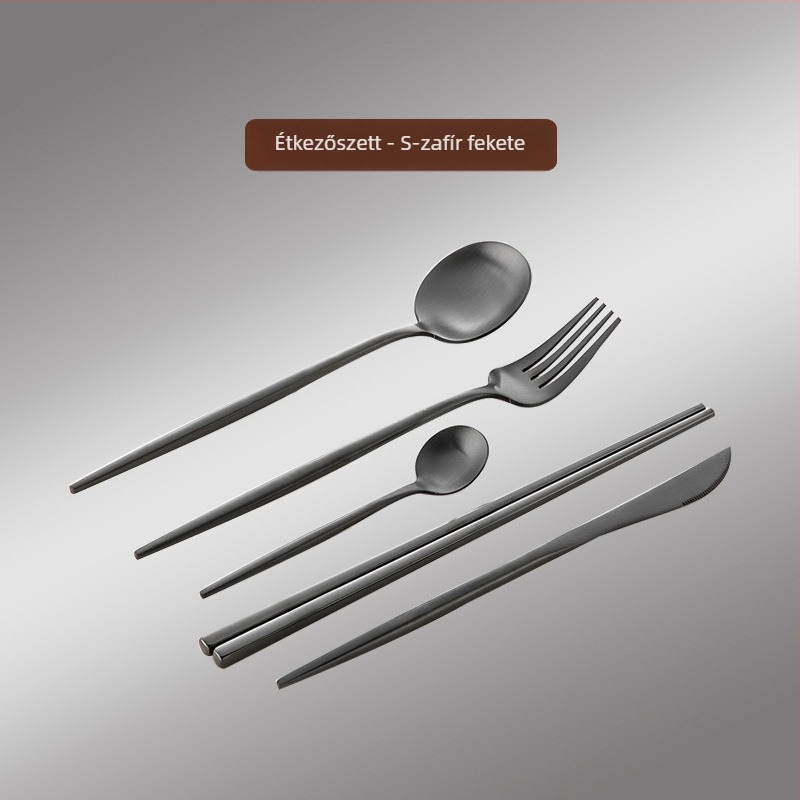 Thread Rabbit 304 rozsdamentes acélból készült kés, villa és kanál készlet — tükörfényes polírozás, egyszínű mintázat, modern minimál stílus