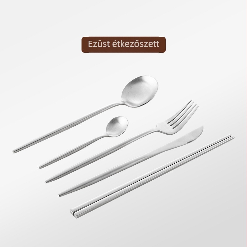 Thread Rabbit 304 rozsdamentes acélból készült kés, villa és kanál készlet — tükörfényes polírozás, egyszínű mintázat, modern minimál stílus
