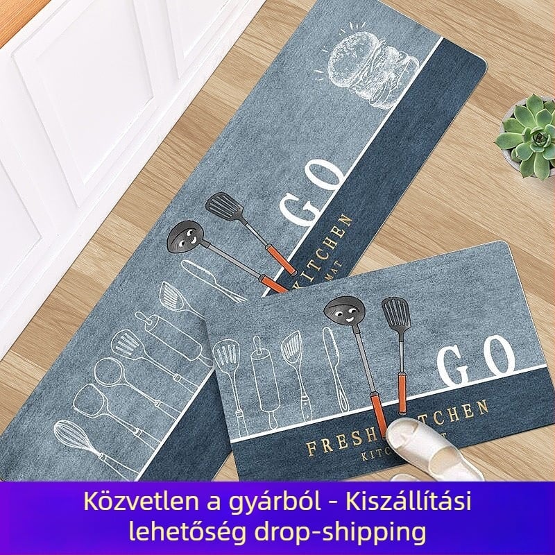 Konyhai padlómat – Poliészter, Szövött, Geometriai minta, Rajzfilm stílus, Kézzel mosható