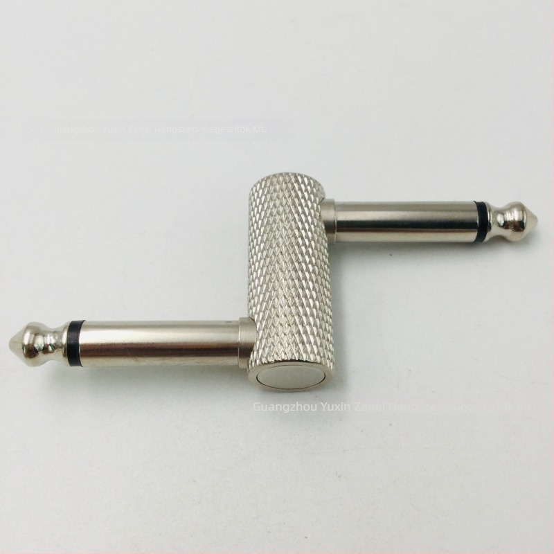 Audio adapter 6,35 mm-es sztereó, nikkelezett fém, modell YX0296A, kettős csatlakozó, hangszerhez