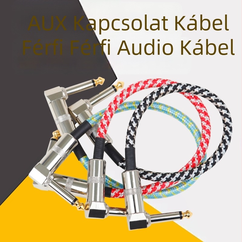 GT-68 gitárkábel, fonott, 3 darabos készlet, elektromos gitárhoz és basszusgitárhoz, anyag: nylon/PU/copper