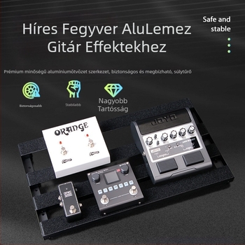 Effekt pedál tábla – M-VAVE, cinkötvözet, modell: Effect Pedal Board, hordozható pedálállvány gitárhoz