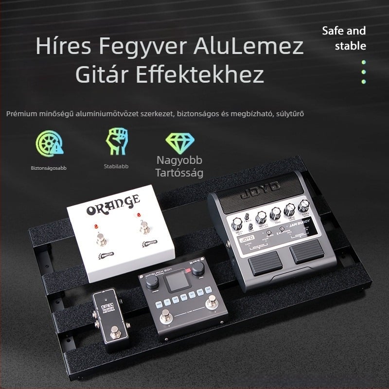 Effekt pedál tábla – M-VAVE, cinkötvözet, modell: Effect Pedal Board, hordozható pedálállvány gitárhoz
