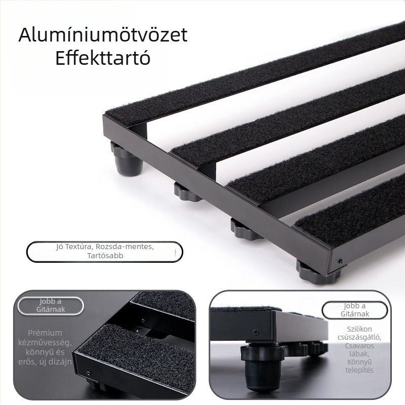 Effekt pedál tábla – M-VAVE, cinkötvözet, modell: Effect Pedal Board, hordozható pedálállvány gitárhoz