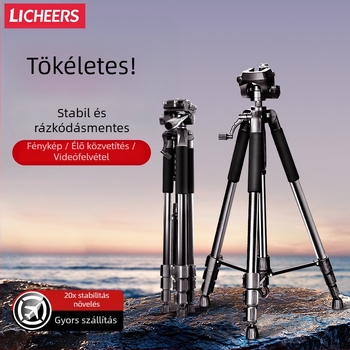 Kameratripod padlóra álló, SLR-hez, makro- és mobil felvételhez, 1,8 m magasság, fém konstrukció, 3 részes kialakítás