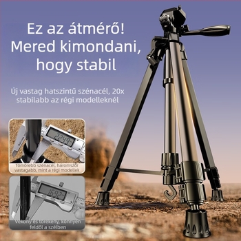 Kameratripod padlóra álló, SLR-hez, makro- és mobil felvételhez, 1,8 m magasság, fém konstrukció, 3 részes kialakítás